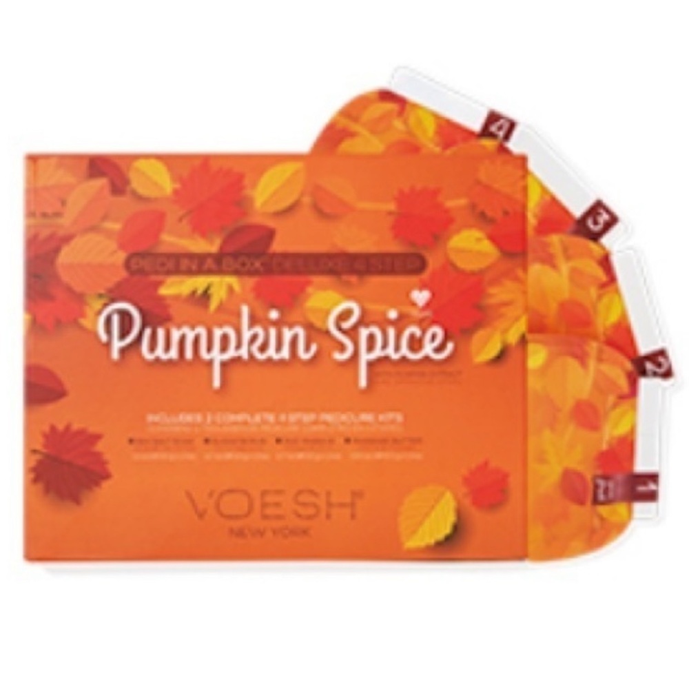 VOESH Pedi In A Box 2 Complete Deluxe 4 Step Pedicure Kits in Pumpkin Spice NIB
